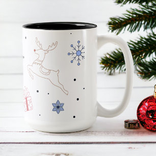 Tasse 2 Couleurs Ligne de Noël Art minimaliste moderne