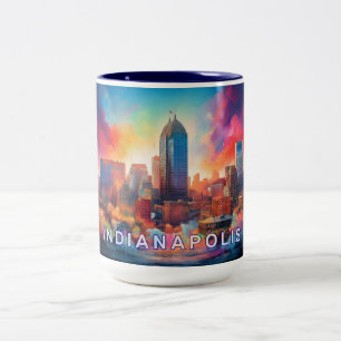 Tasse 2 Couleurs Ligne Skyline Artsy d'Indianapolis
