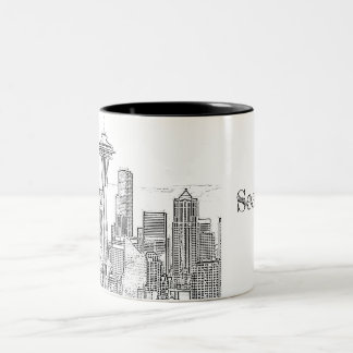 Tasse 2 Couleurs Ligne Skyline minimaliste Noir et Blanc