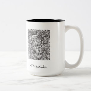 Tasse 2 Couleurs Lignes portrait de Frida Kahlo