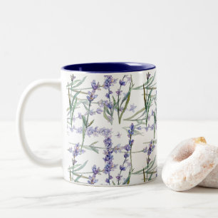 Tasse 2 Couleurs Lilas de bleu d'art d'aquarelle d'usine de fleur