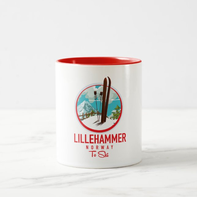 Tasse 2 Couleurs Lillehammer Norvège logo Ski (Centre)