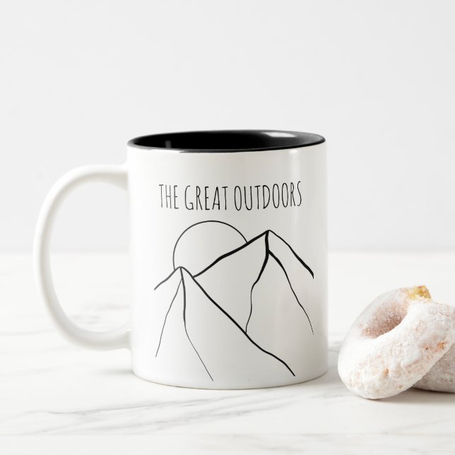 Tasse 2 Couleurs Line Art Mountains | Le Grand Extérieur (Avec donut)