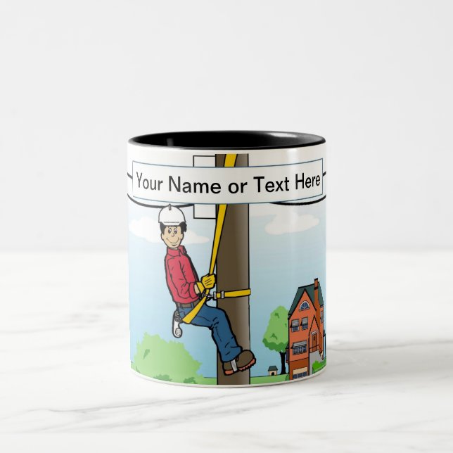 Tasse 2 Couleurs Lineman téléphonique personnalisé - Dessin masculi (Centre)