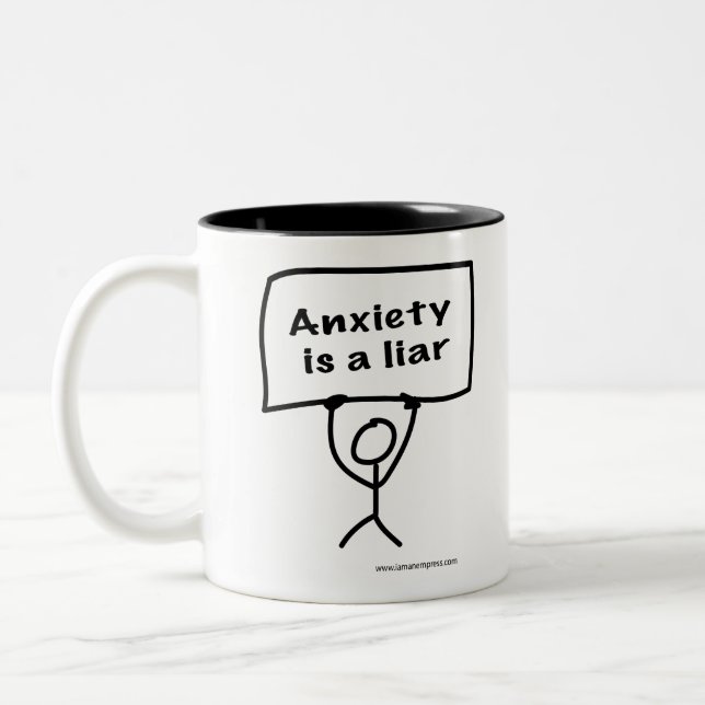 Tasse 2 Couleurs L'inquiétude est un menteur (Gauche)