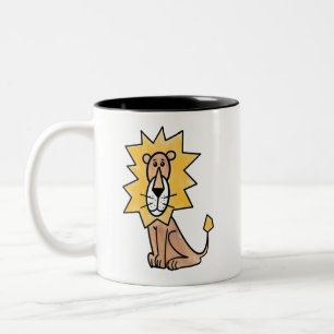 Tasse 2 Couleurs lion mignon dessin animé enfants rétro safari jung