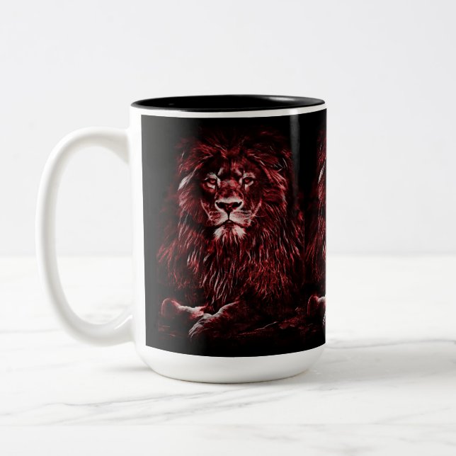 Tasse 2 Couleurs Lions rouges majestueux (Gauche)