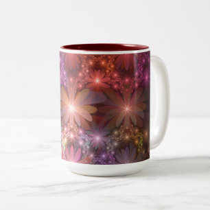 Tasse 2 Couleurs Lit De Fleurs Coloré Brillant Art Fractal Abstrait