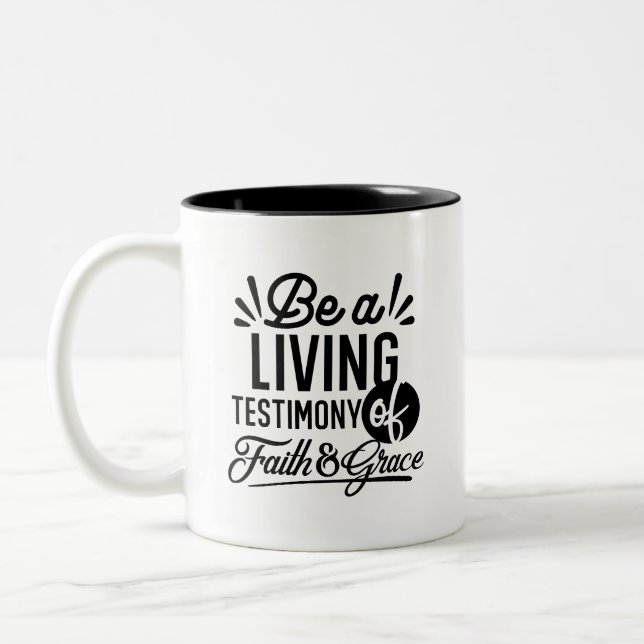 Tasse 2 Couleurs Living Testimony Bible Quote Christian Motivation (Gauche)