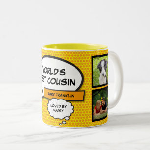 Tasse 2 Couleurs Livre de bande dessinée de cousin cool et moderne 