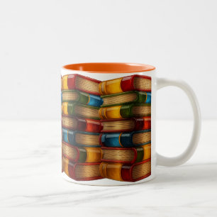 Tasse 2 Couleurs Livre Peint - Pile 3D de romans en résine colorée