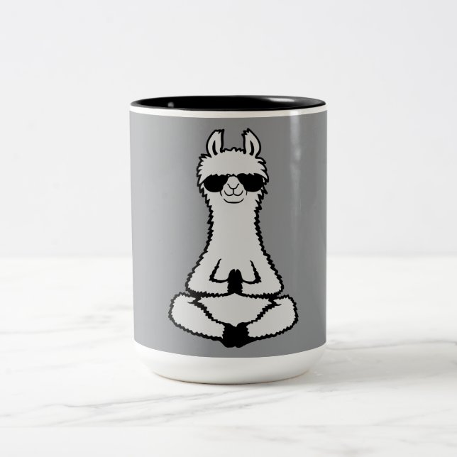 Tasse 2 Couleurs Llama Cool Zen Meditation Pose Sunglasses Relaxing (Centre)