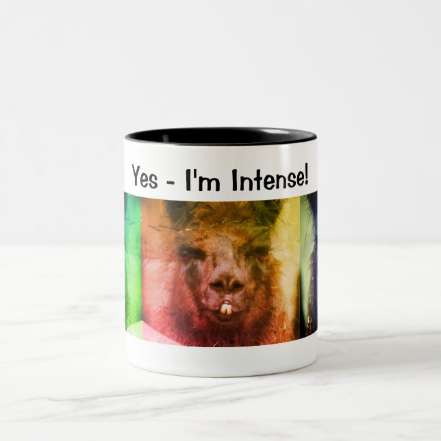 Tasse 2 Couleurs Llama noire intense drôle animal (Centre)