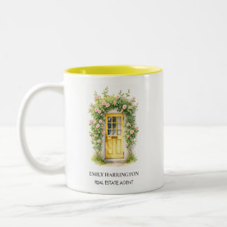 Tasse 2 Couleurs Logo aquarelle Porte Jaune Agent immobilier