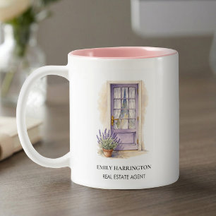 Tasse 2 Couleurs Logo aquarelle Porte Lavande Agent Immobilier