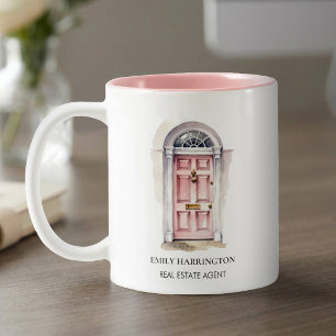 Tasse 2 Couleurs Logo aquarelle Porte Rose Agent immobilier