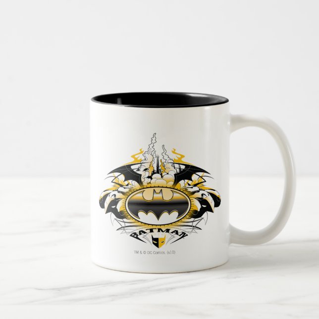 Tasse 2 Couleurs Logo Batman avec voitures (Droit)