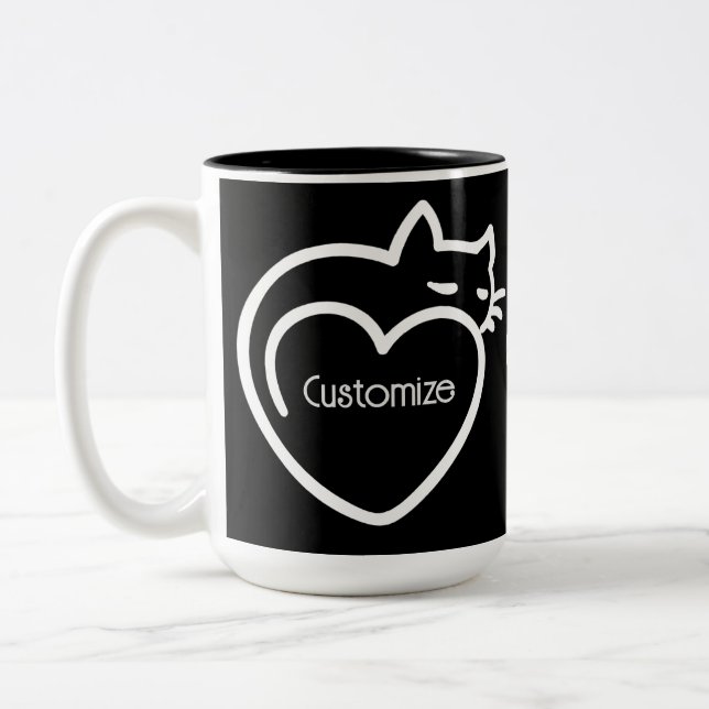 Tasse 2 Couleurs Logo blanc personnalisé d'amour de chats (Gauche)