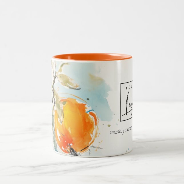 Tasse 2 Couleurs Logo Boho Abstrait Sketchy Orange (Centre)