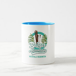 Tasse 2 Couleurs logo de Badger Mountain Waterville Washington Ski