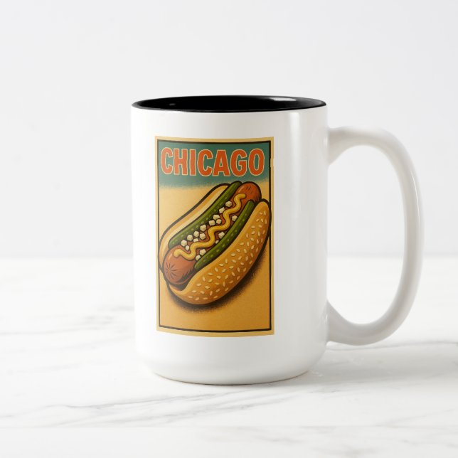 Tasse 2 Couleurs Logo de Chien Chaud Retro Chicago (Droit)