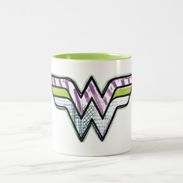 Tasse 2 Couleurs Logo de croquis couleur Wonder Woman (Centre)