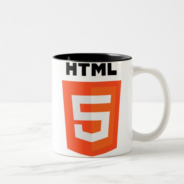 Tasse 2 Couleurs Logo de HTML 5 (Droit)