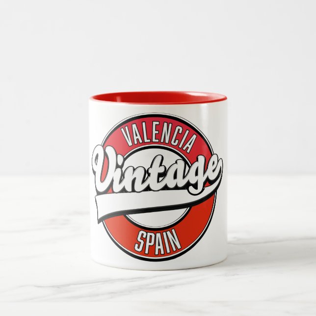 Tasse 2 Couleurs logo de style rétro espagnol valencia (Centre)