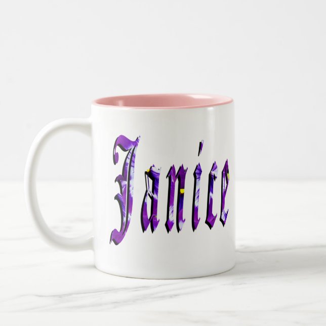 Tasse 2 Couleurs Logo du nom de Janice, (Gauche)