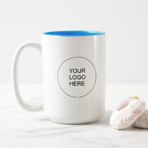 Tasse 2 Couleurs Logo Entreprise Simple Blanc Bleu Clair Promotionn