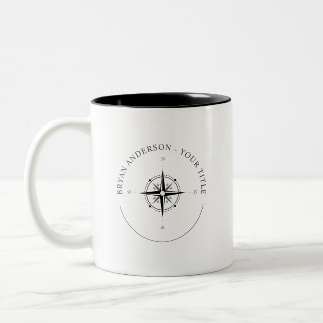 Tasse 2 Couleurs Logo moderne de boussole nautique (Gauche)