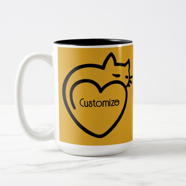 Tasse 2 Couleurs Logo noir personnalisé amour de chats (Gauche)