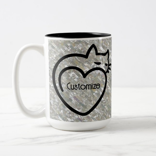Tasse 2 Couleurs Logo noir personnalisé amour de chats (Gauche)