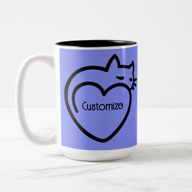 Tasse 2 Couleurs Logo noir personnalisé amour de chats (Gauche)