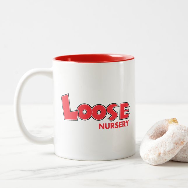 Tasse 2 Couleurs Logo traditionnel de crèche lâche (Avec donut)