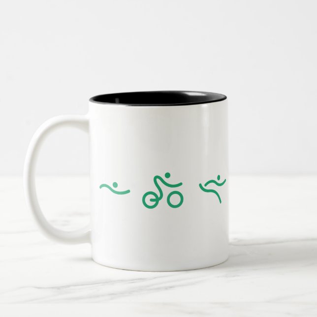 Tasse 2 Couleurs Logo vert de triathlon (Gauche)