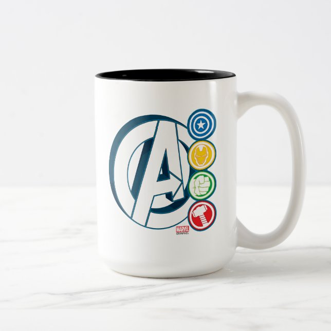 Tasse 2 Couleurs Logos de personnages des Avengers (Droit)