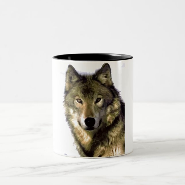 Tasse 2 Couleurs Lone Grey Wolf Look - Motivation du leadership (Centre)