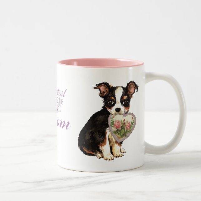 Tasse 2 Couleurs Long manteau Chihuahua Coeur Maman (Droit)
