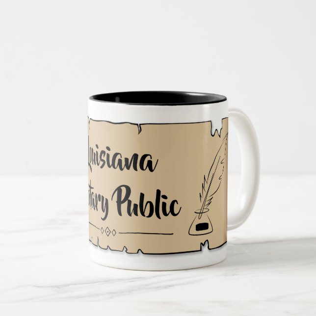 Tasse 2 Couleurs Louisiana Notaire Public Soll Feather Quill (Devant droit)