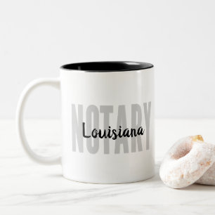 Tasse 2 Couleurs Louisiane Notaire Public Faded Black Big Font