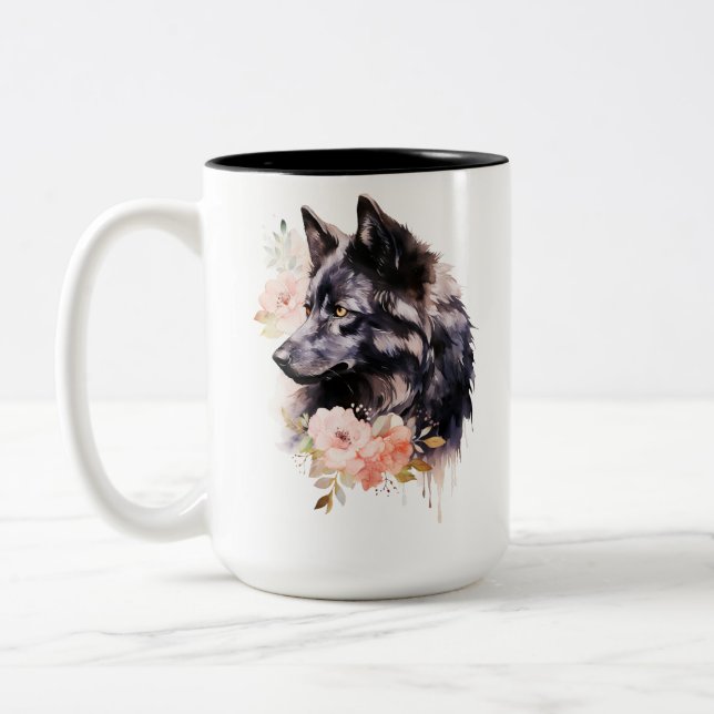Tasse 2 Couleurs Loup noir (Gauche)