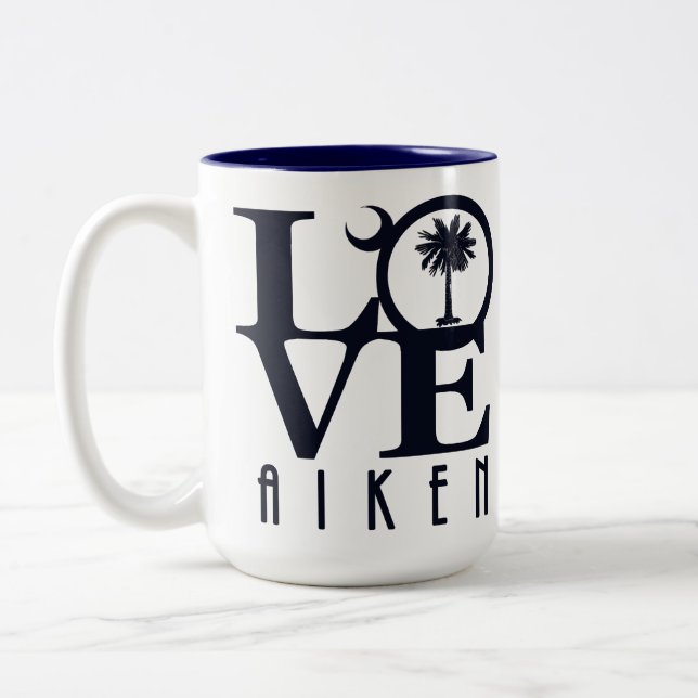 Tasse 2 Couleurs LOVE Aiken Caroline du Sud 15oz (Gauche)