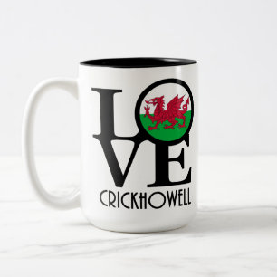 Tasse 2 Couleurs LOVE Crickhowell Wales 15oz