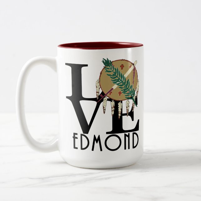 Tasse 2 Couleurs LOVE Edmond Oklahoma 15oz (Gauche)