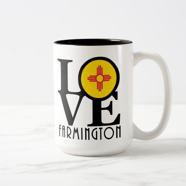 Tasse 2 Couleurs LOVE Farmington Nouveau-Mexique 15oz (Droit)