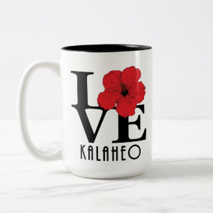 Tasse 2 Couleurs LOVE Kalaheo Hawaii Hibiscus rouge 15oz