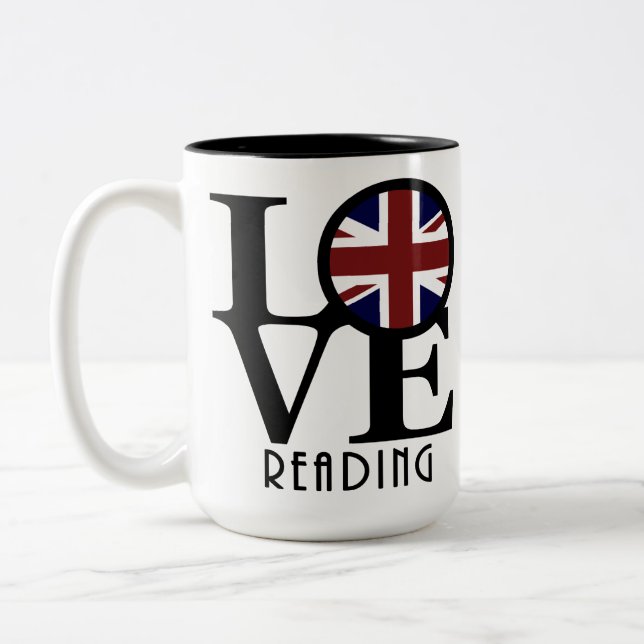 Tasse 2 Couleurs LOVE Lecture Angleterre 15oz (Gauche)