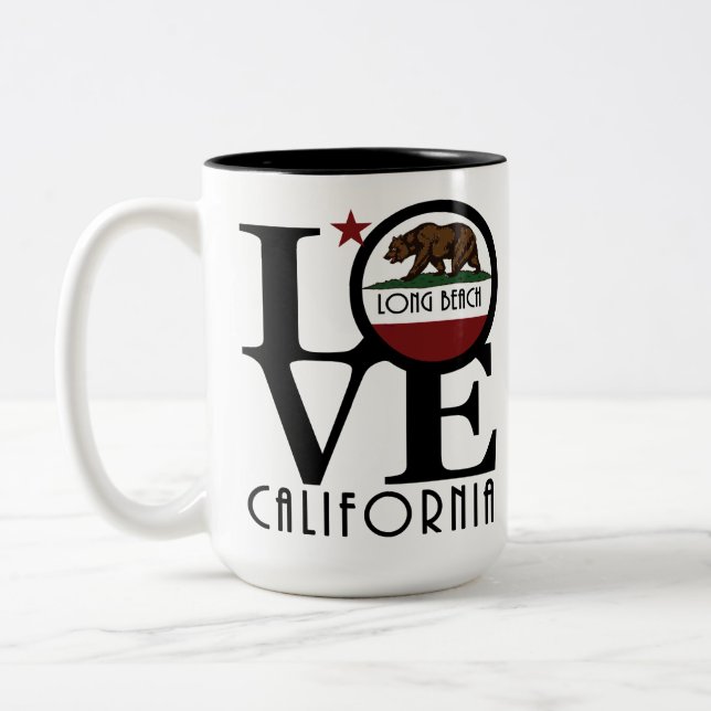 Tasse 2 Couleurs LOVE Long Beach California 15oz (Gauche)