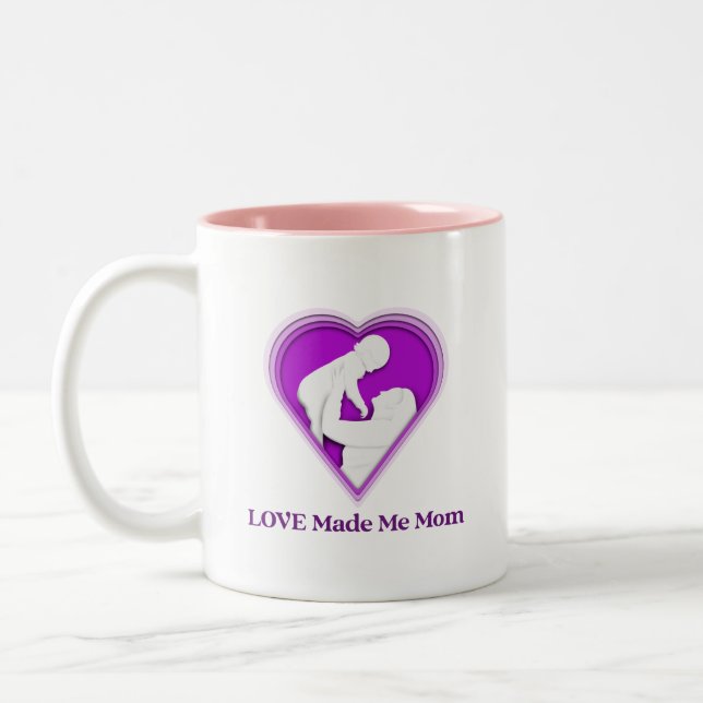 Tasse 2 Couleurs Love Made Me Mom Adoptive Mom (Gauche)